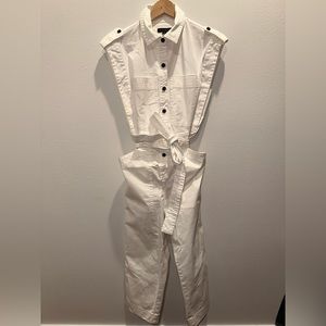 Banana Republic Utility Jumpsuit White Size Medium Petite